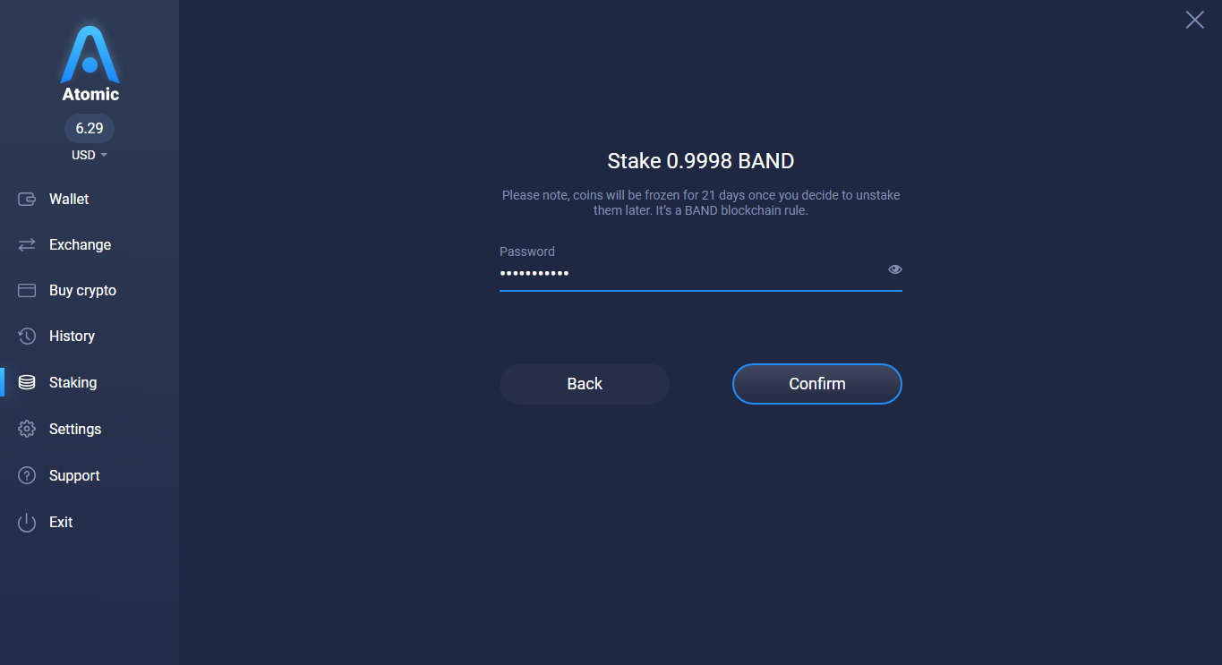 How To Stake Band Via Atomic Wallet Everstake Blog