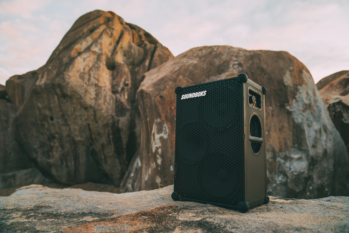 SOUNDBOKS (Gen. 3) Bluetooth Speaker in front of a mountain