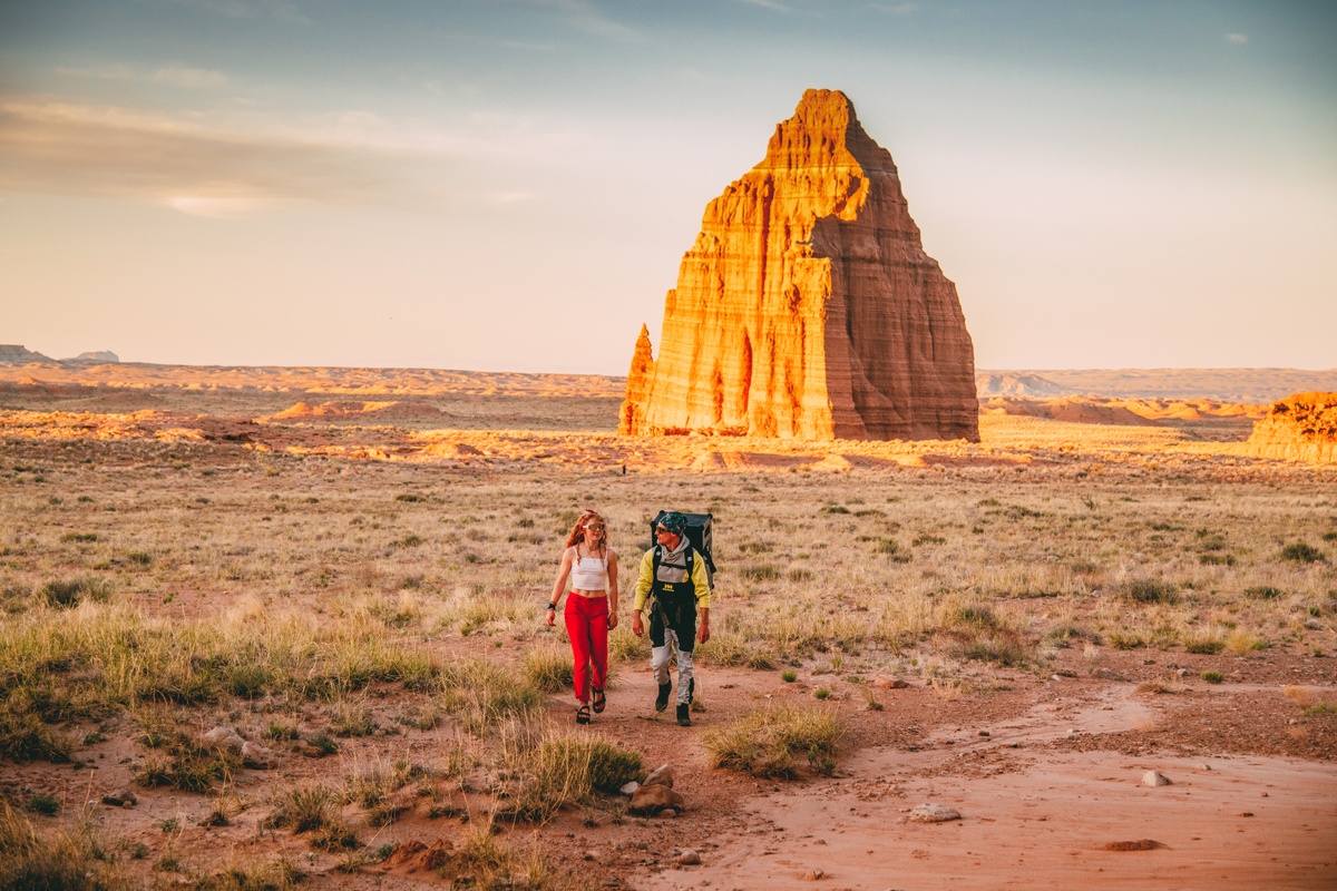 hiking with a soundboks in the desert