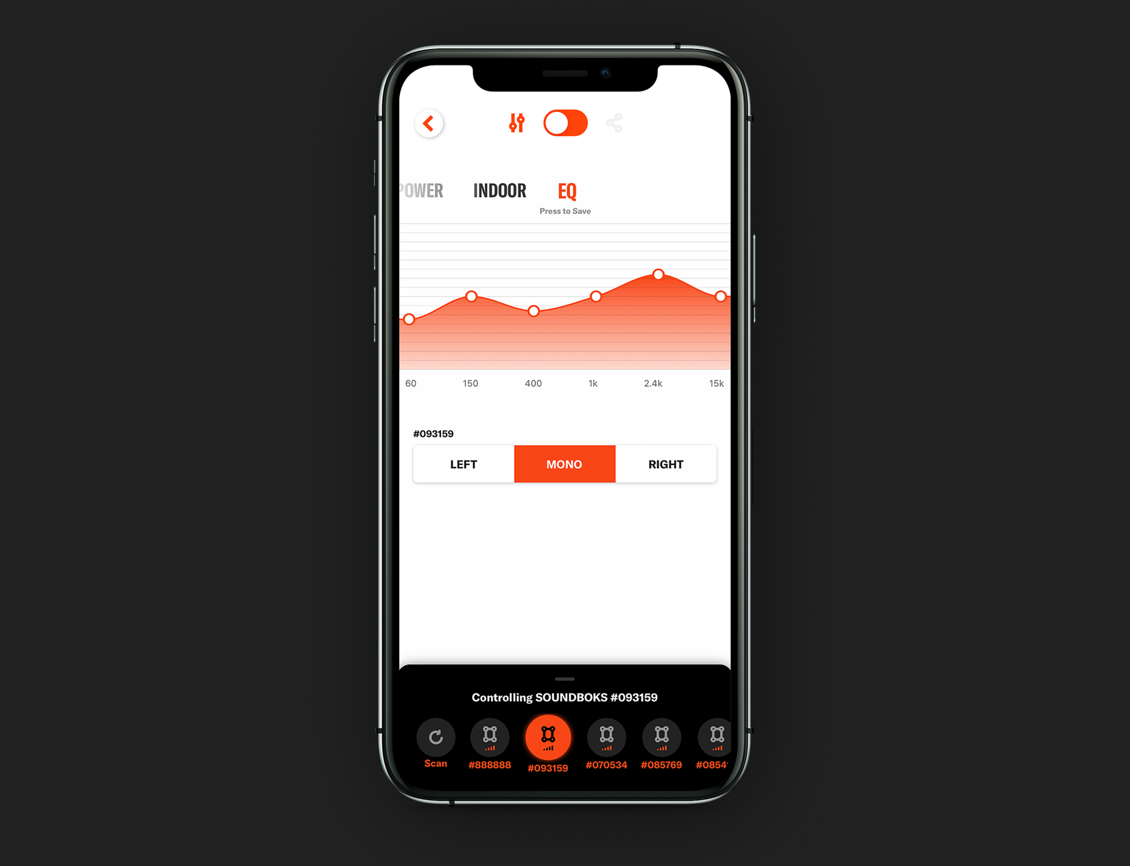 Adjusting the EQ in the SOUNDBOKS App