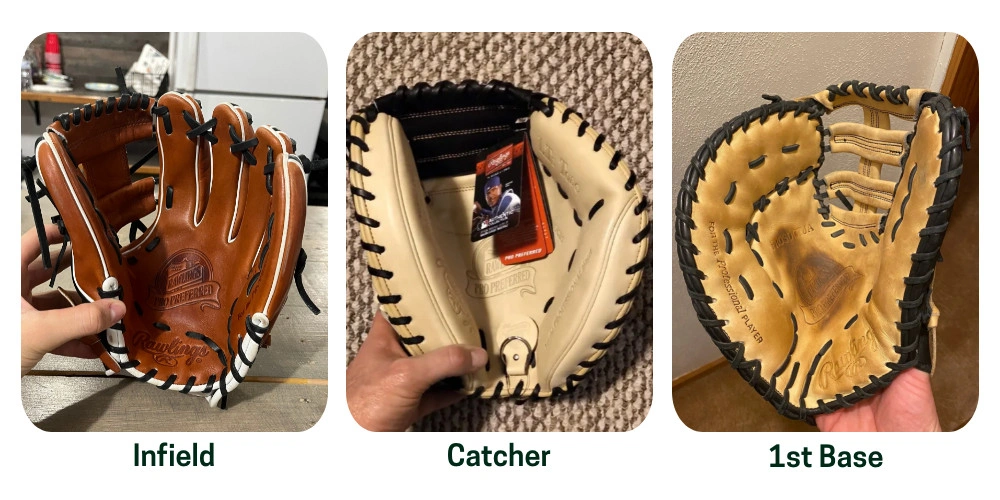 Different store baseball gloves