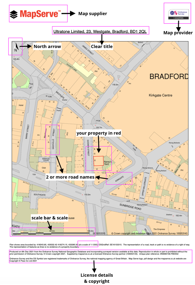 An example of a location plan and what needs to be included in both location and site plans