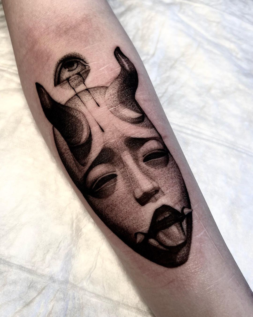 black and grey tattoo by makar