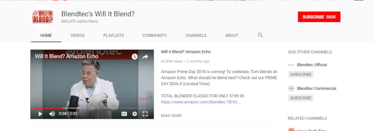 Blendtec Youtube channel