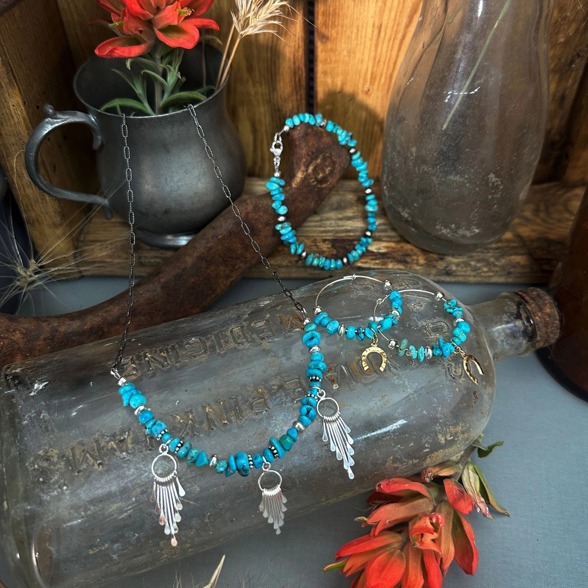 turquoise and silver beaded jewelry