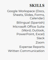 Skills section for executive assistant resume 