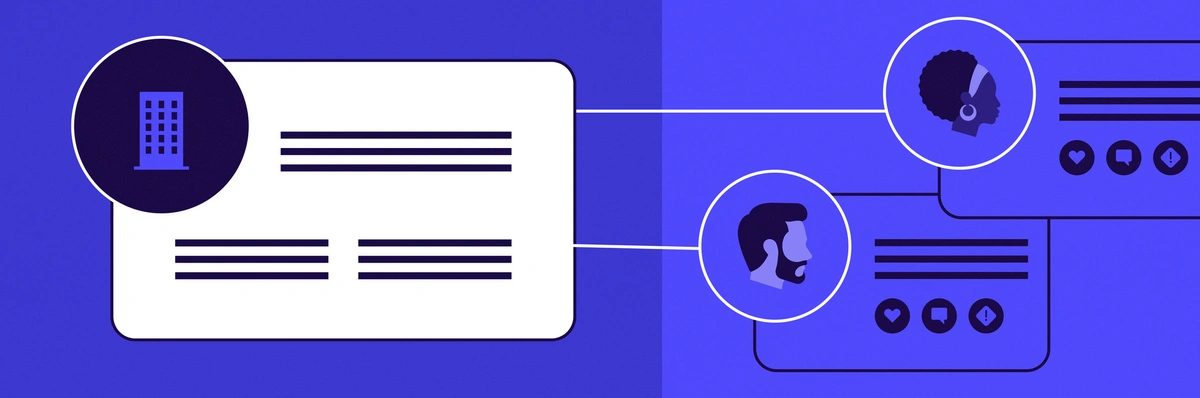 Illustration showing branching profiles, user personas versus buyer personas. 