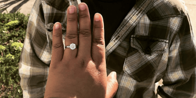 2.5 carat diamond ring on size 8 finger