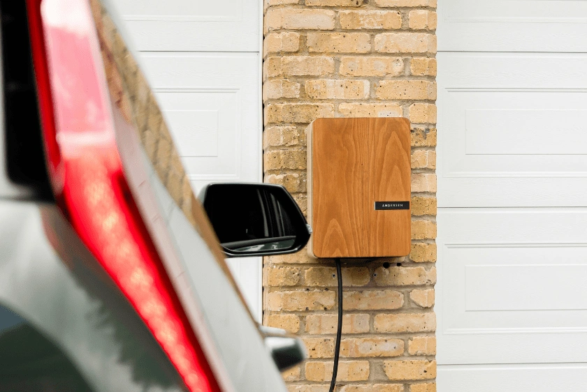 Ev house charger on a wall