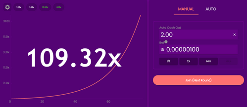 A crypto crash game like bustabit or roobet