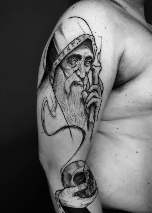 fineline wizard tattoo by ricardo marinho