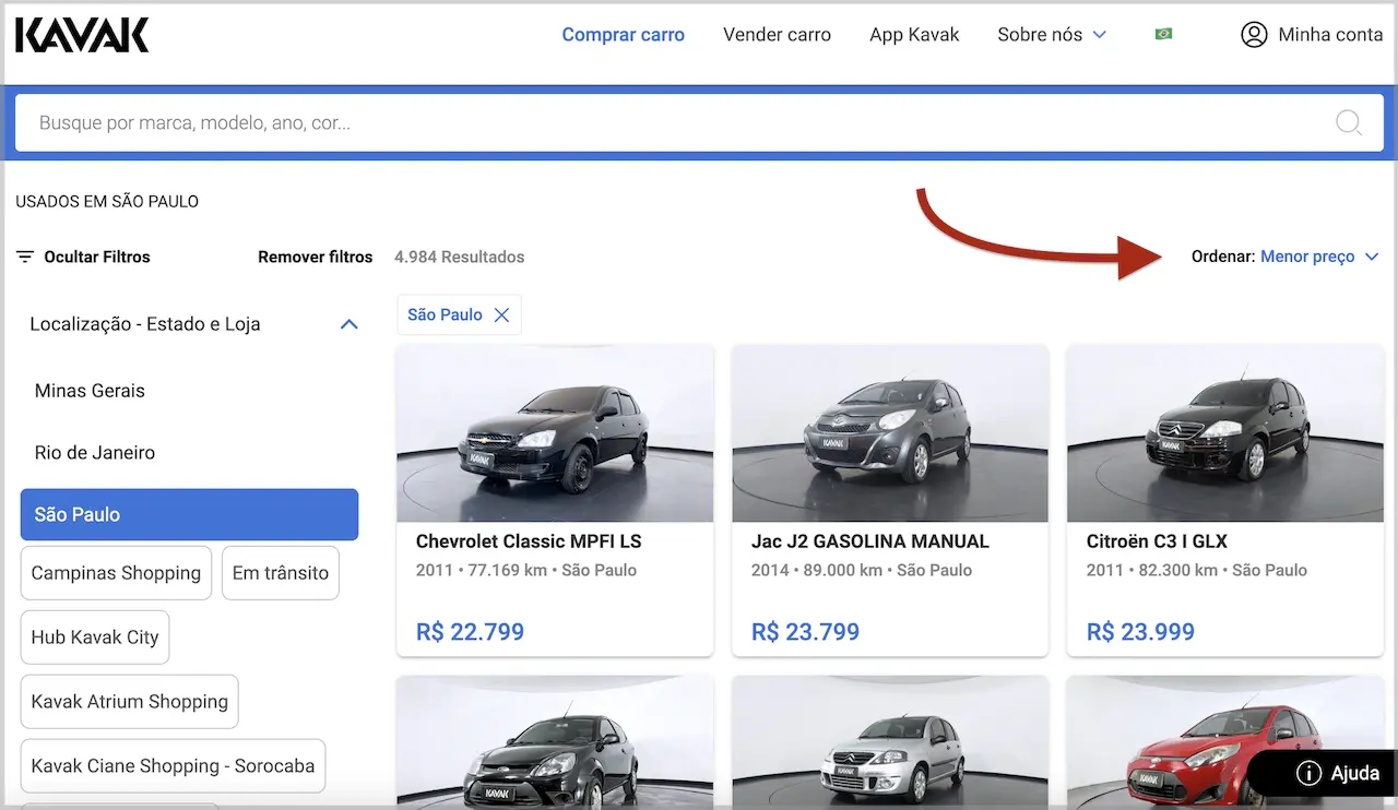 Carros seminovos baratos SP