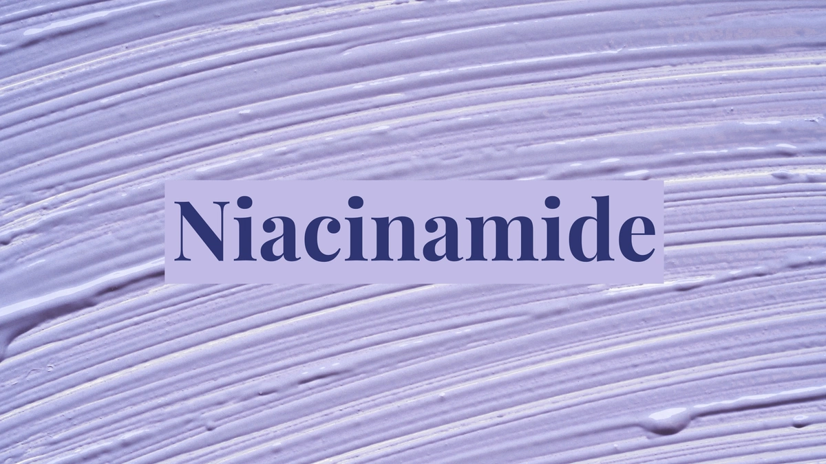 Text that says niacinamide on a lavender background