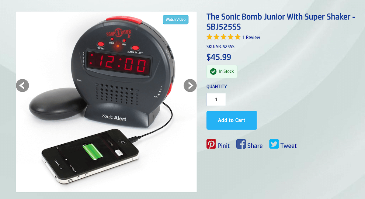 bed shaker alarm clock: Sonic Bomb Jr. Alarm Clock