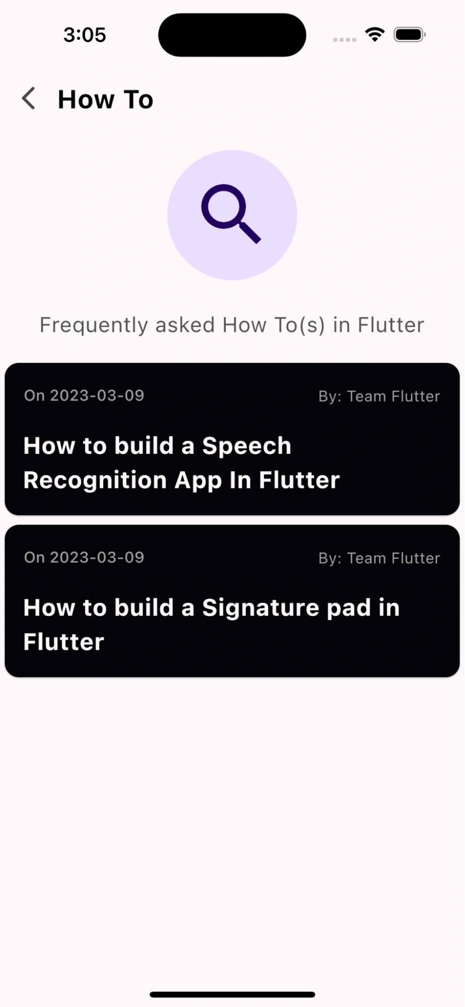 Flutter app tutorial How to screen