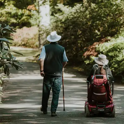 Couple on path.