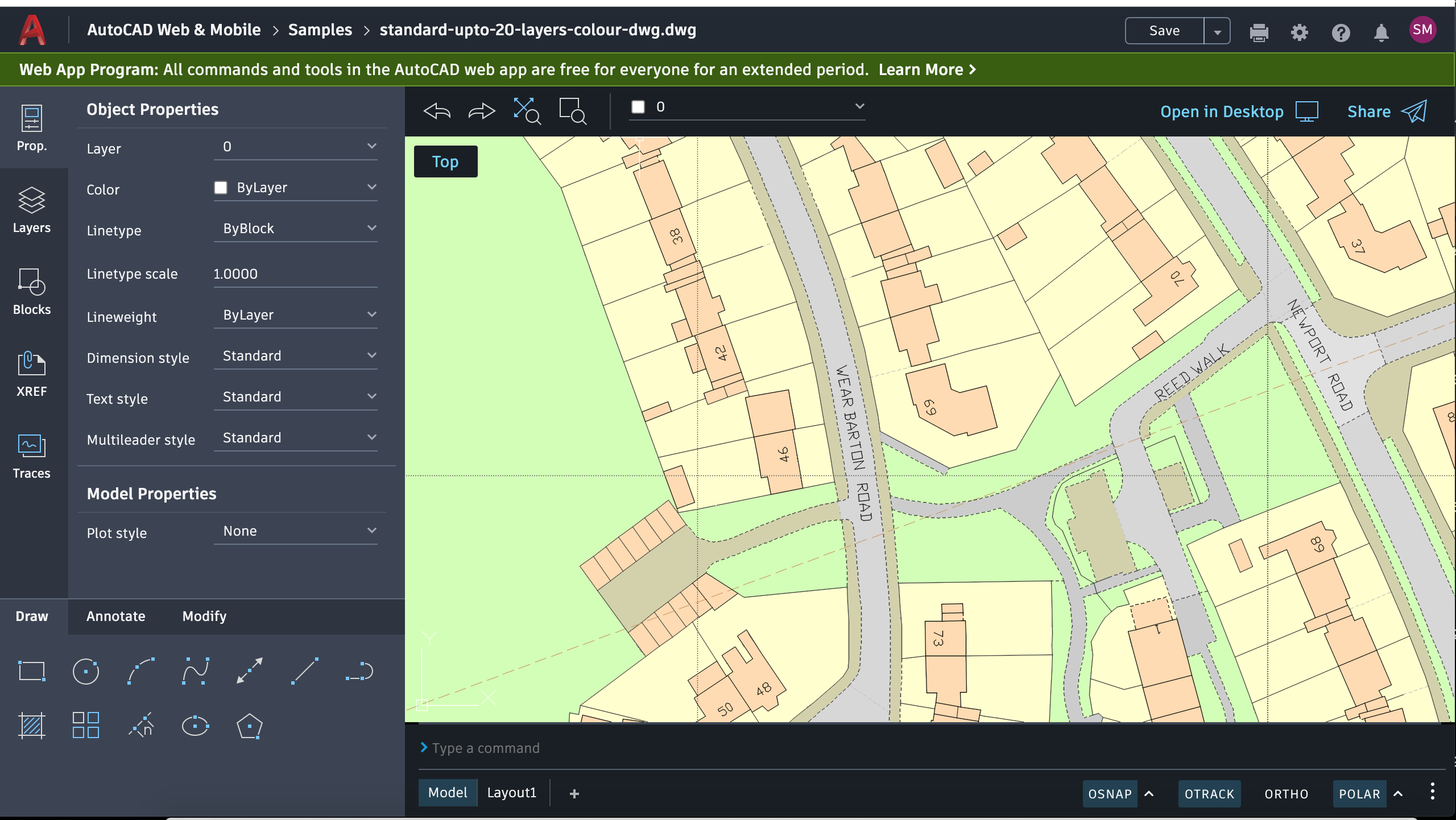 OS MasterMap® shown on AutoCAD