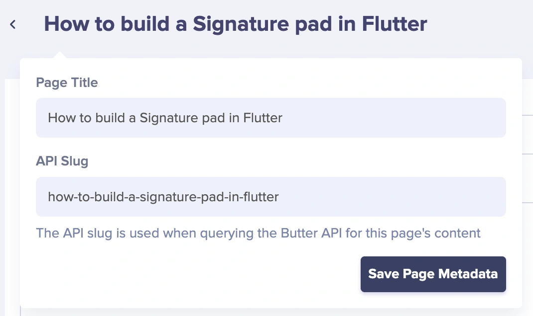 Name article page and save metadata