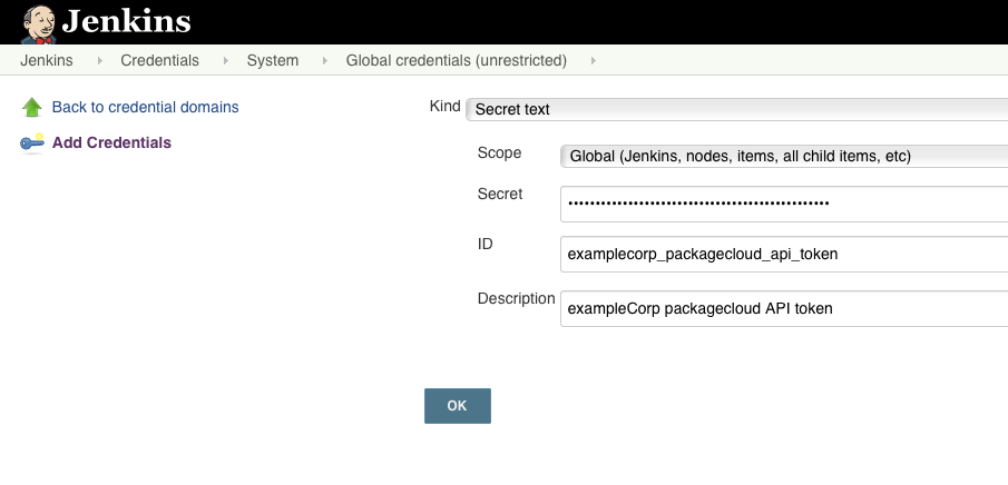 add packagecloud credentials to jenkins ci