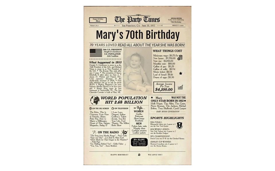 Custom-70th-newspaper-print-70th-birt...