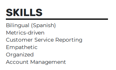 Including languages in the resume skills section example
