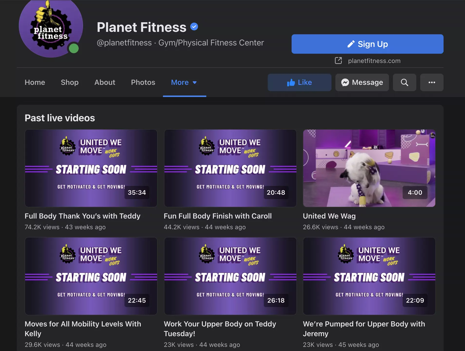 Planet fitness facebook live recordings