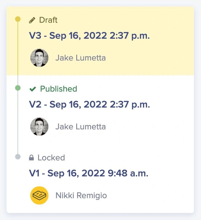 Revision history timeline in ButterCMS