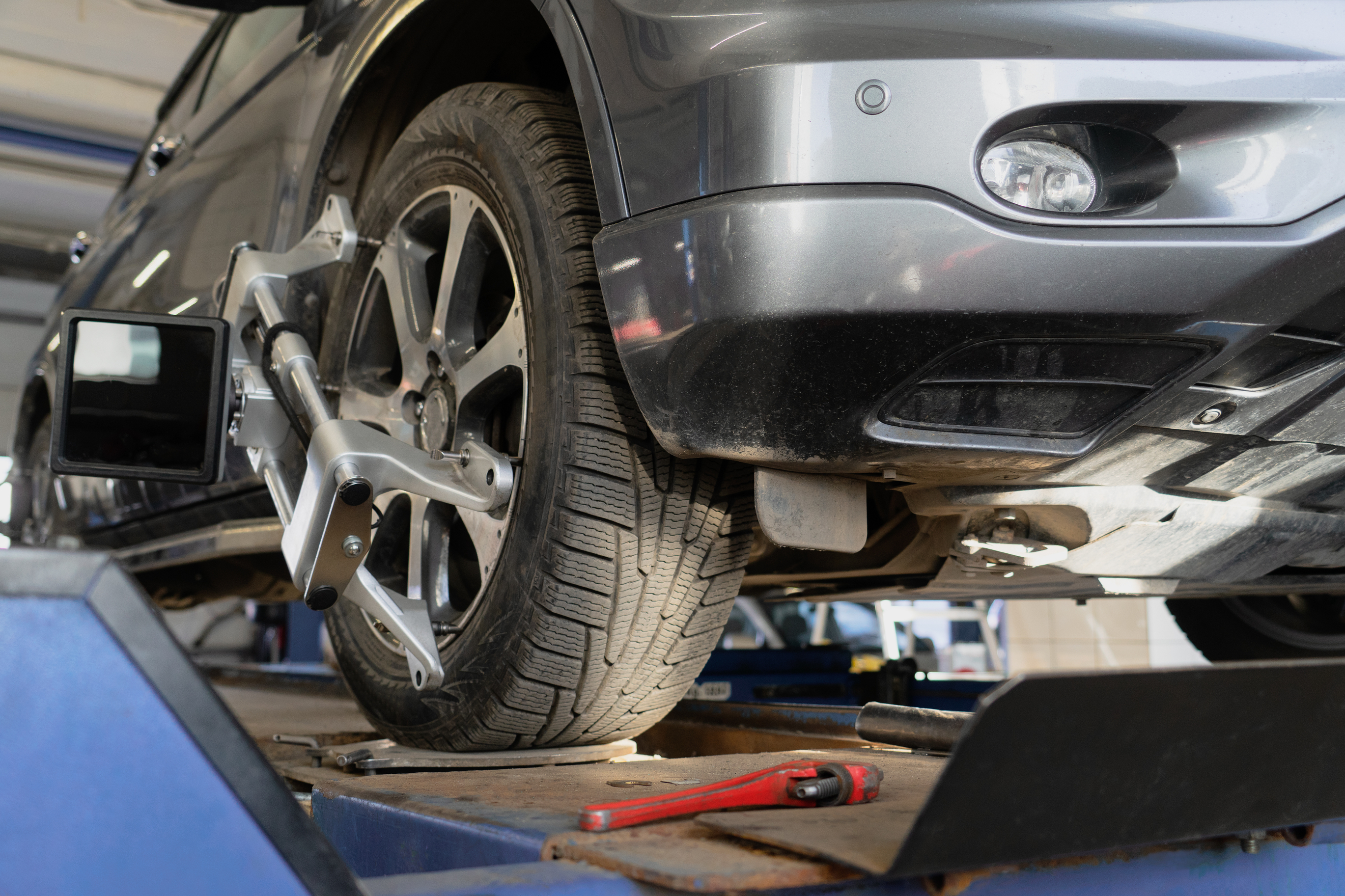 car tires being balanced on a machine...