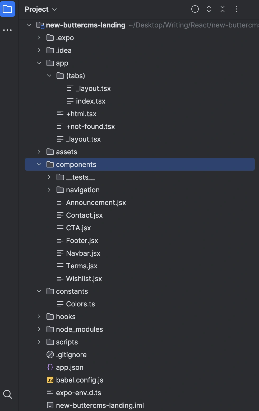 Components folder and files