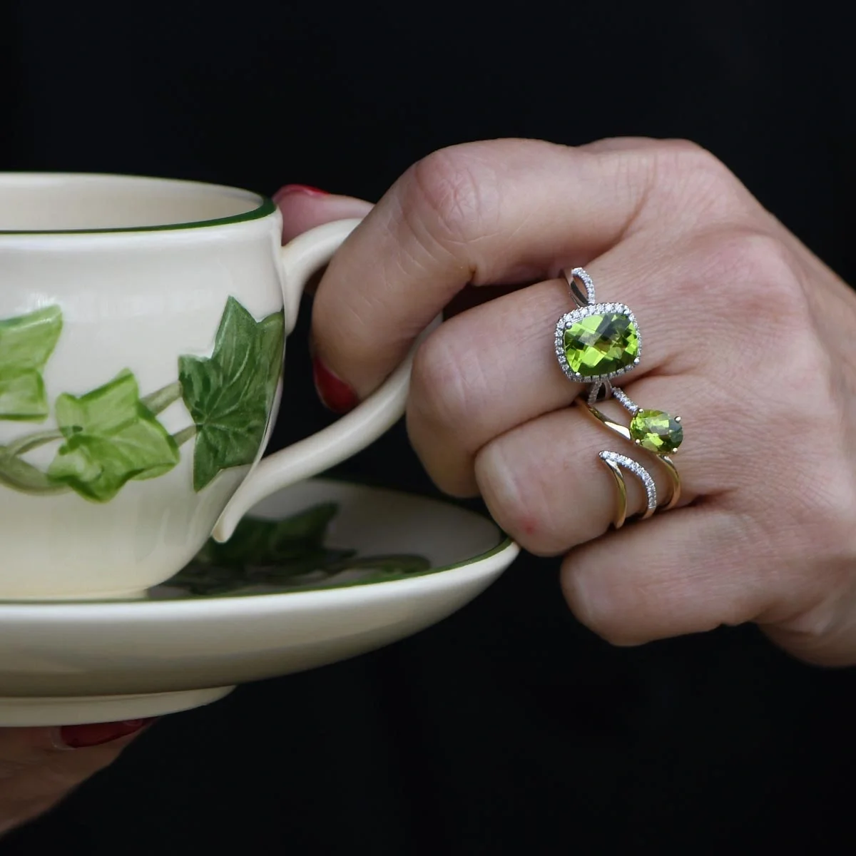 Peridot, famous for an exceptional green glow, is August's birthstone.