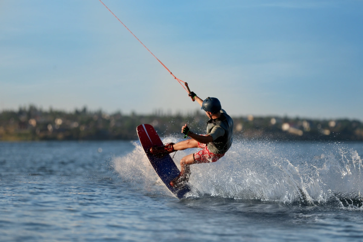 Kitesurfing the waves