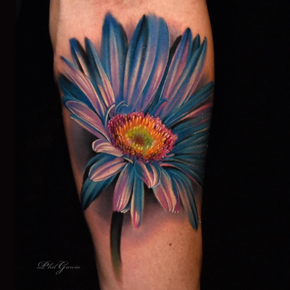 colorful flowers tattoos