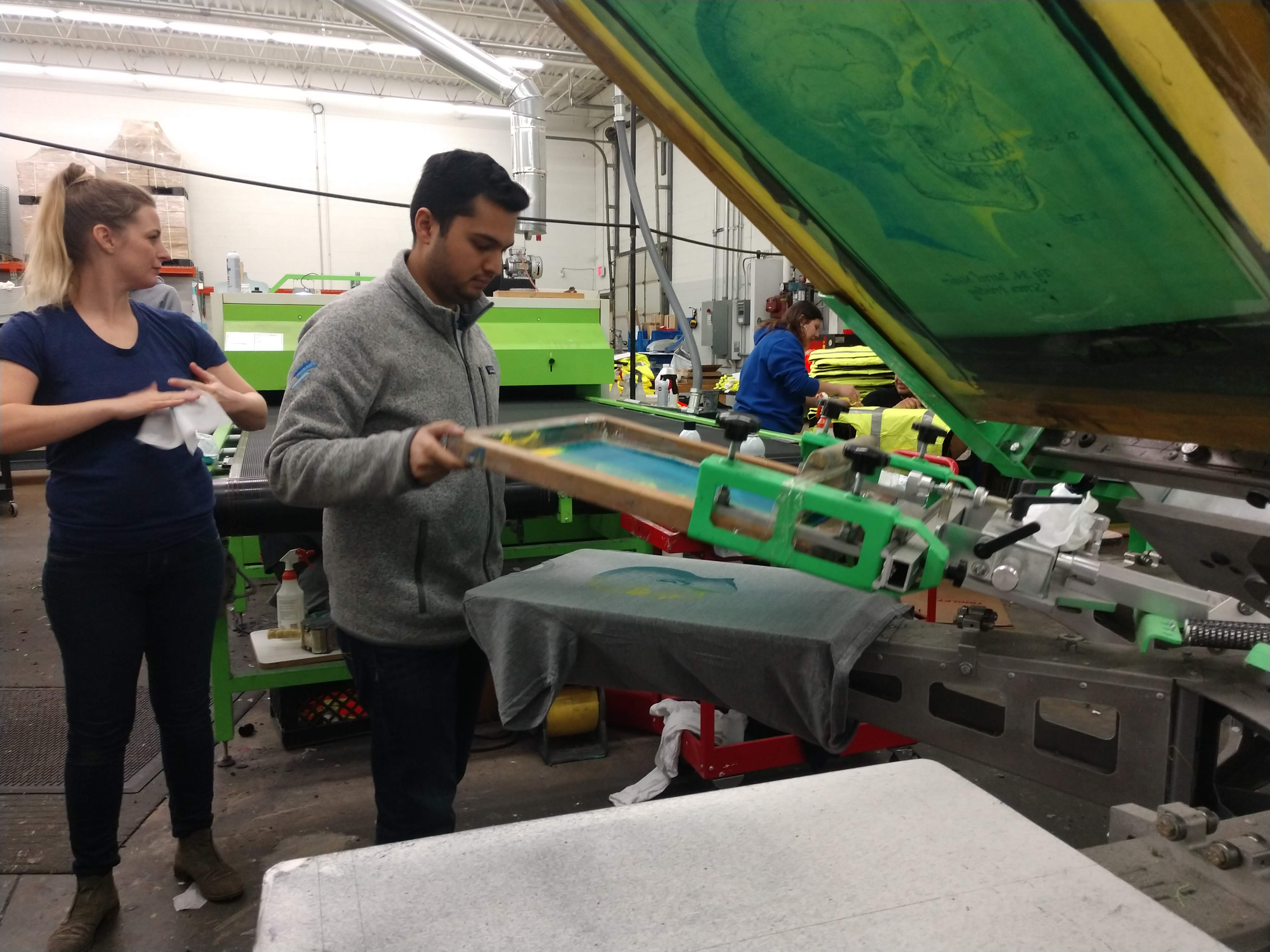 Neel Kothari, engineer, tries his hand at screen printing