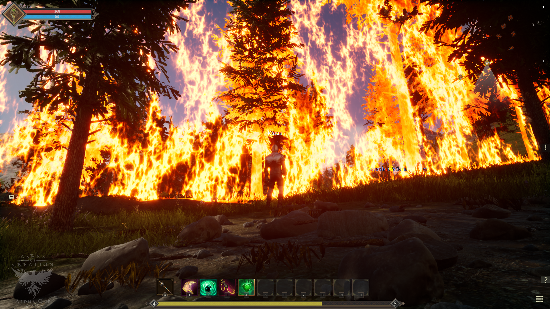 The out of bounds wall reaches towards the sky like a wall of fire.