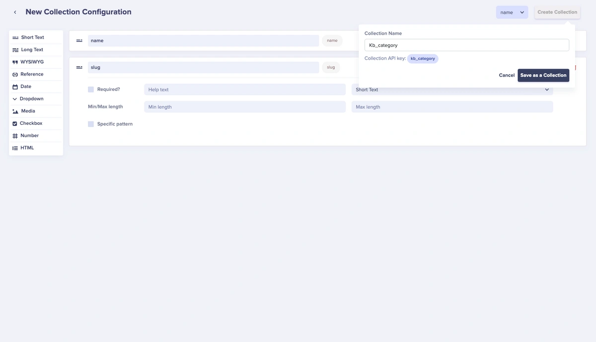 kb_category collection configuration