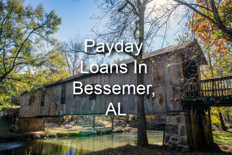 bridge over creek with text payday loans in bessemer, al
