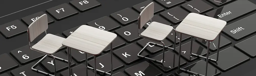 keyboard with tiny chairs on it