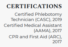Certifications for medical assistant resume