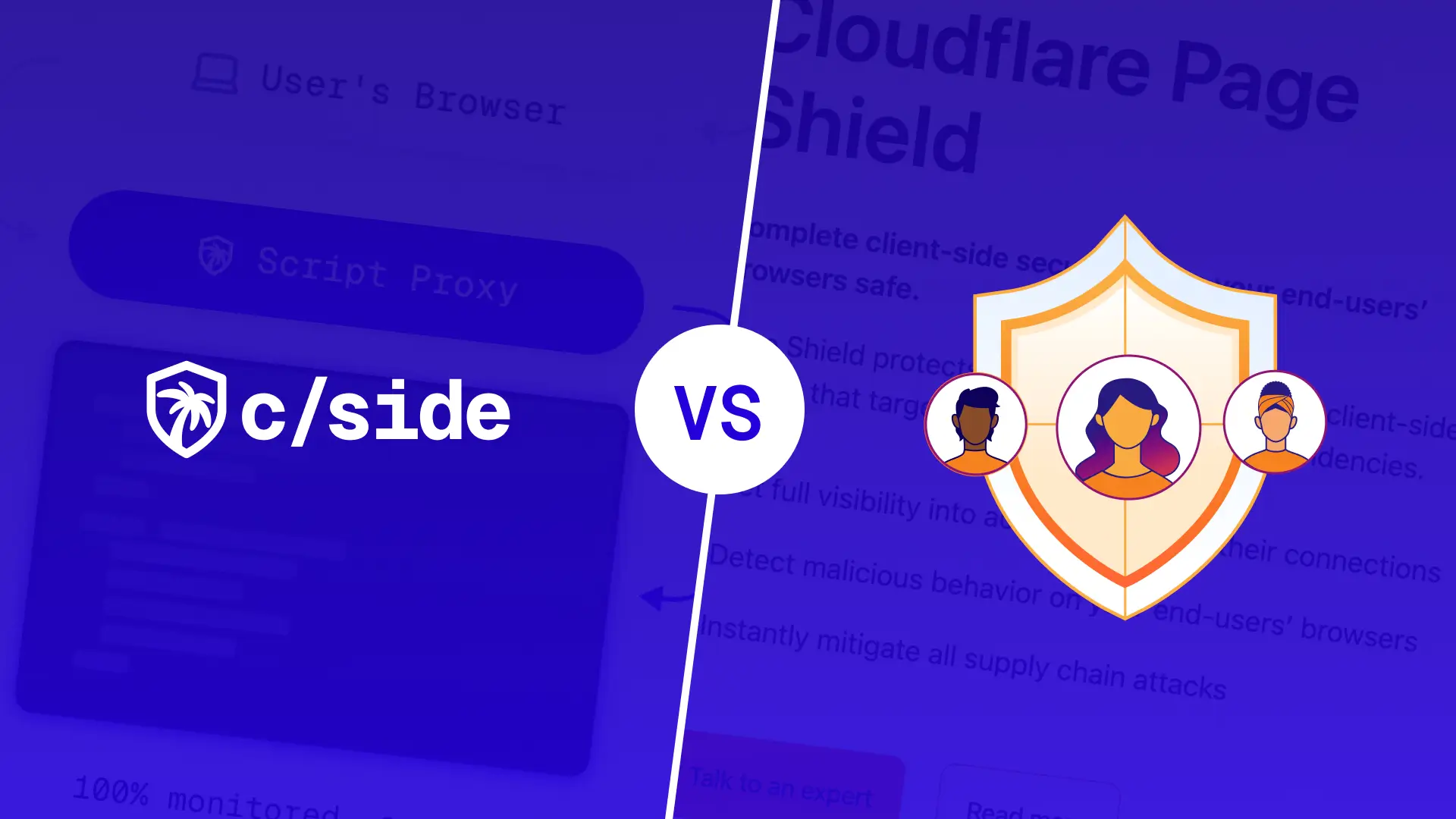 The logo of c/side and the logo of Cloudflare Page Shield