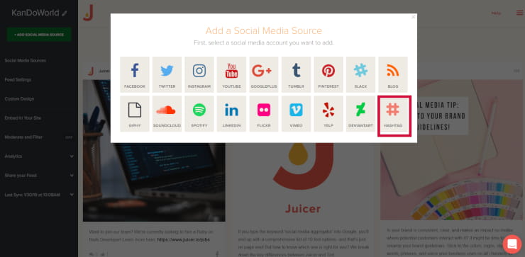 Juicer social media hashtag tracker