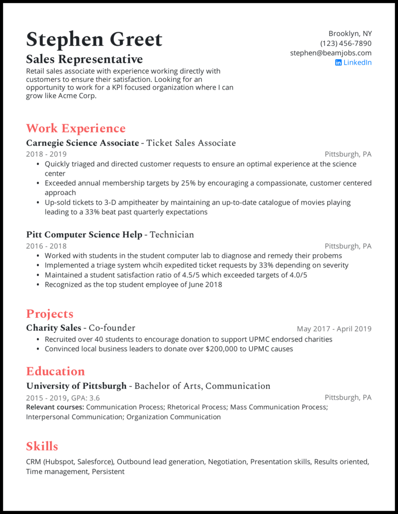 Entry level resume examples for it jobs