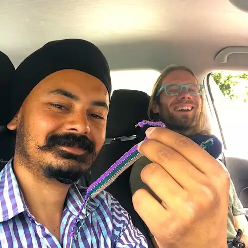 Taxi Driver in India Bracelet Selfie