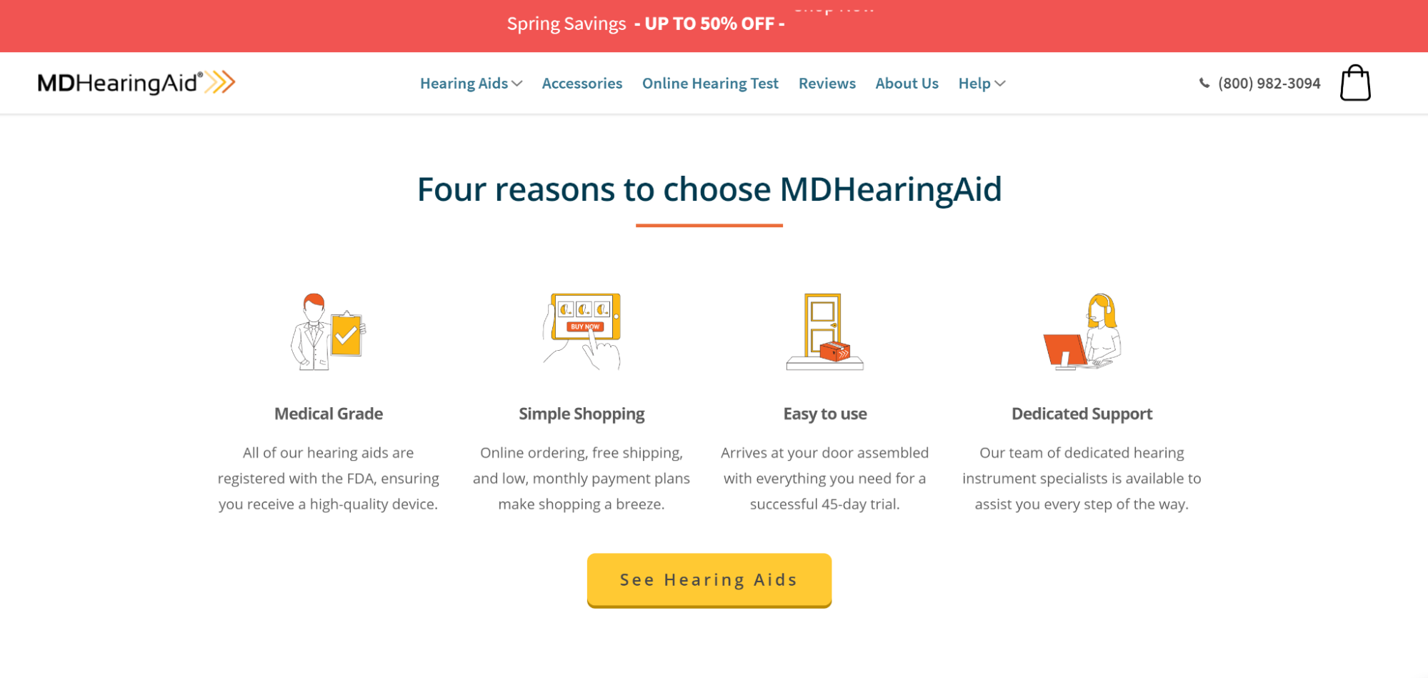 MDHearingAid website desktop view