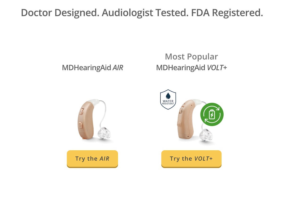 MDHearingAid AIR and MDHearingAid VOLT+