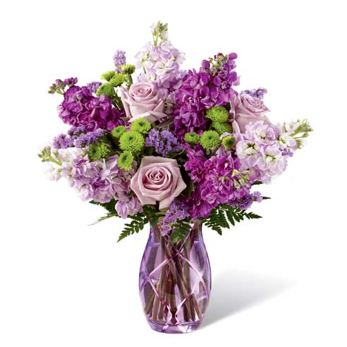 Purple Easter flowers delivery purple rose and stock flowers bouquet