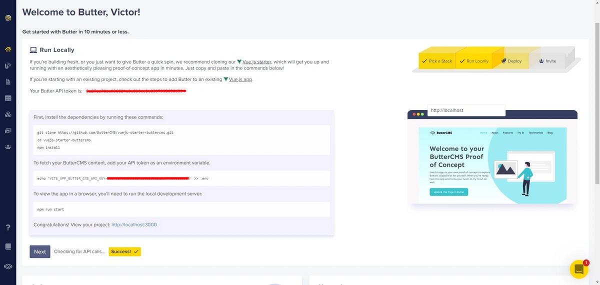 API key in dashboard