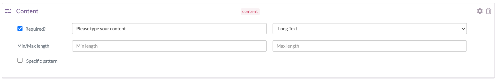 Screenshot: ButterCMS enter the different "content" fields