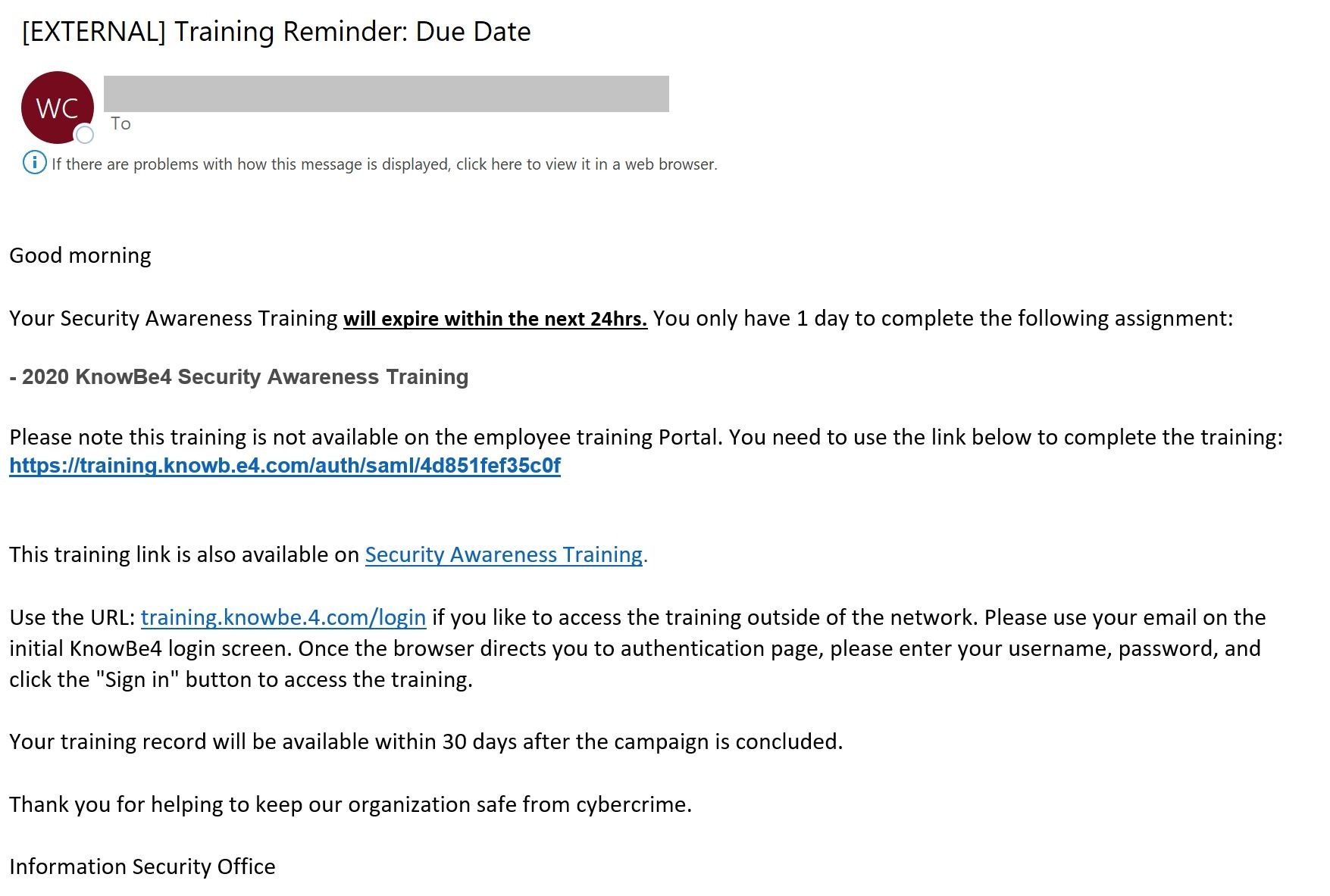 Security Awareness Email To Employees Template