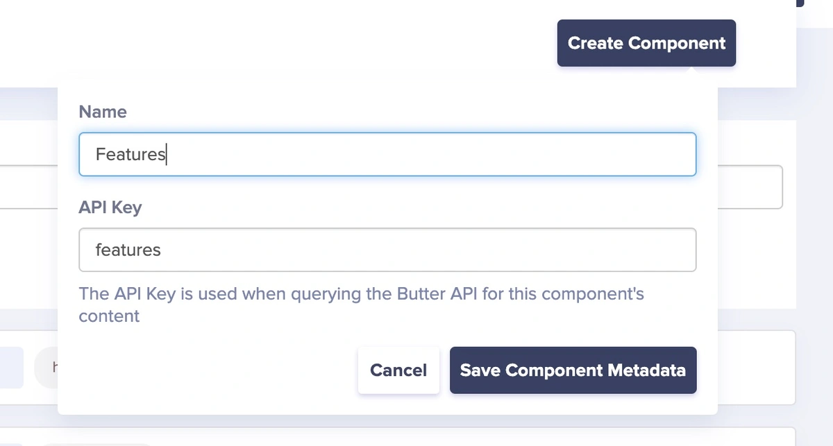 Save the component as Features