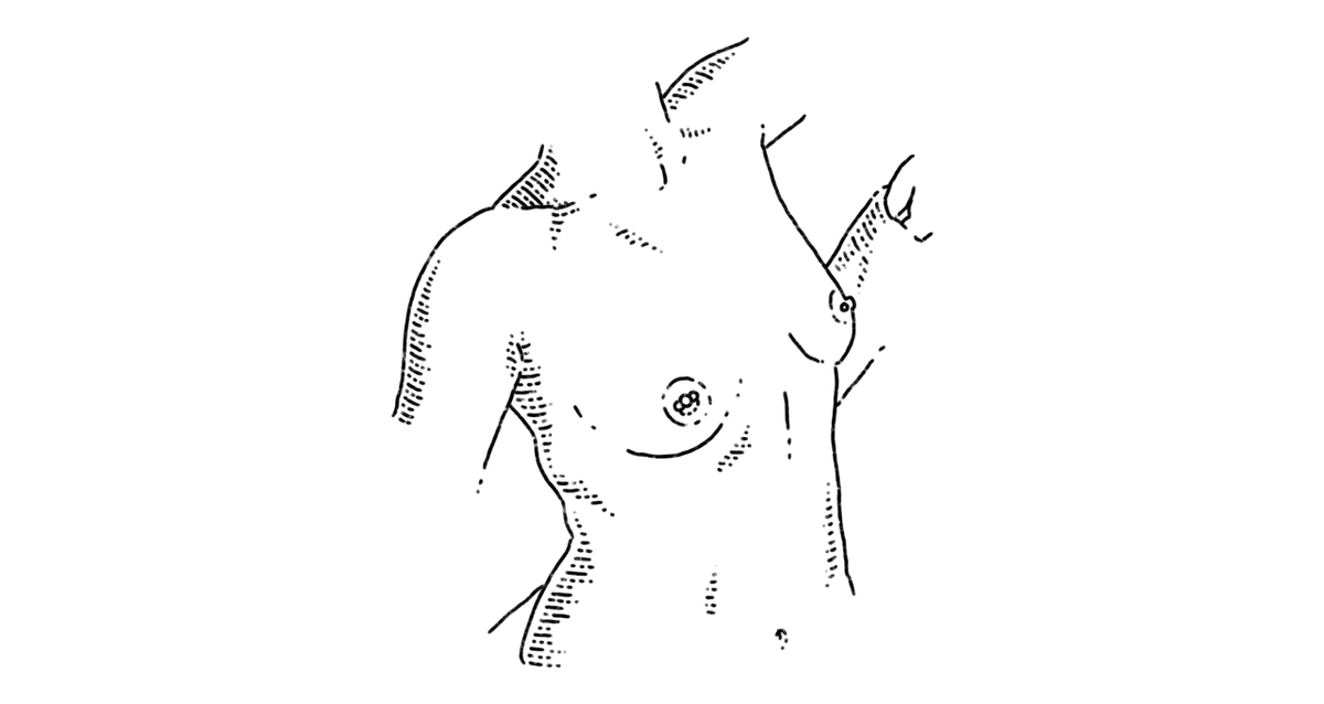 Illustration of body with nipple piercing